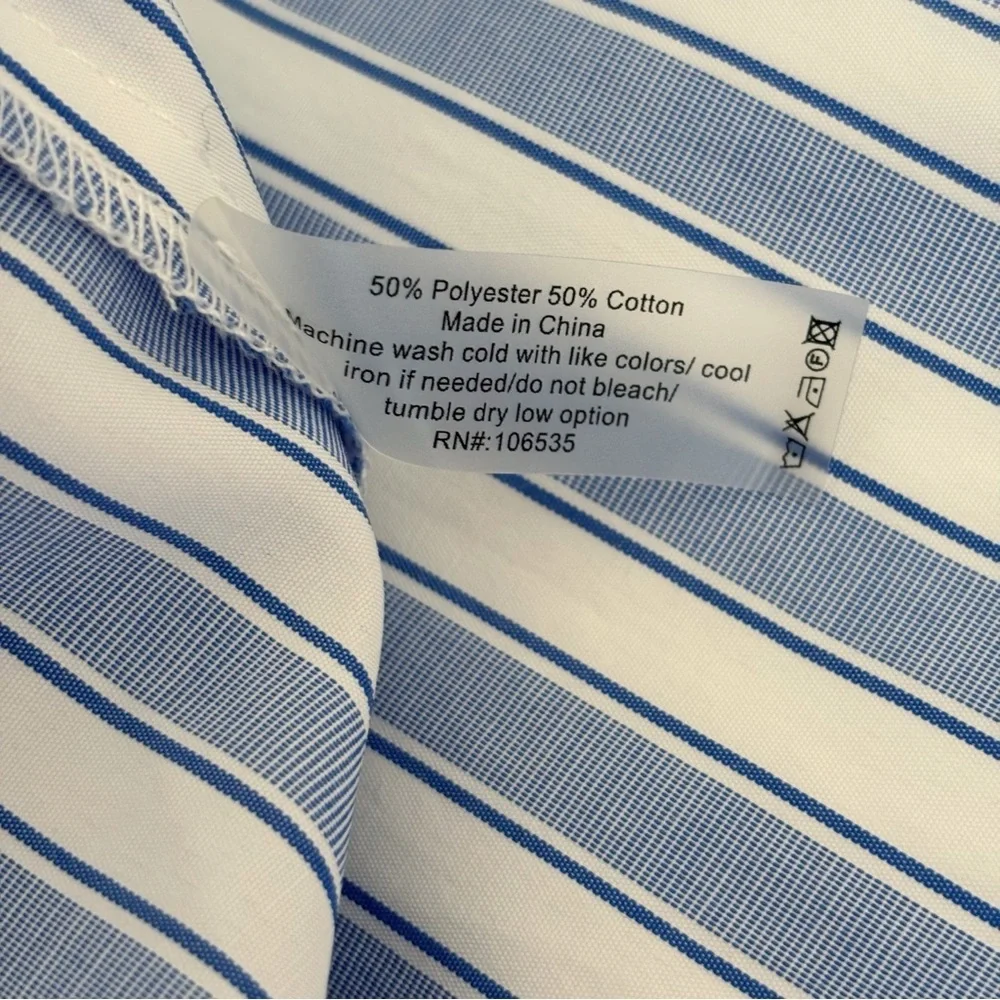 Sundays Leah Blue Italian Stripe Ruffle Button Down Shirt XS Preppy Classic - Picture 6 of 6